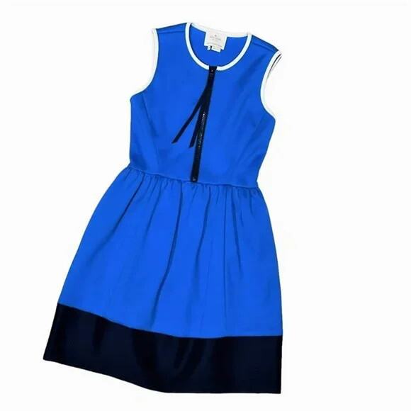 KATE SPADE NY Colorblock Scuba Dress Dive Right In Ocean Blue Sleeveless 10 M - Picture 2 of 10